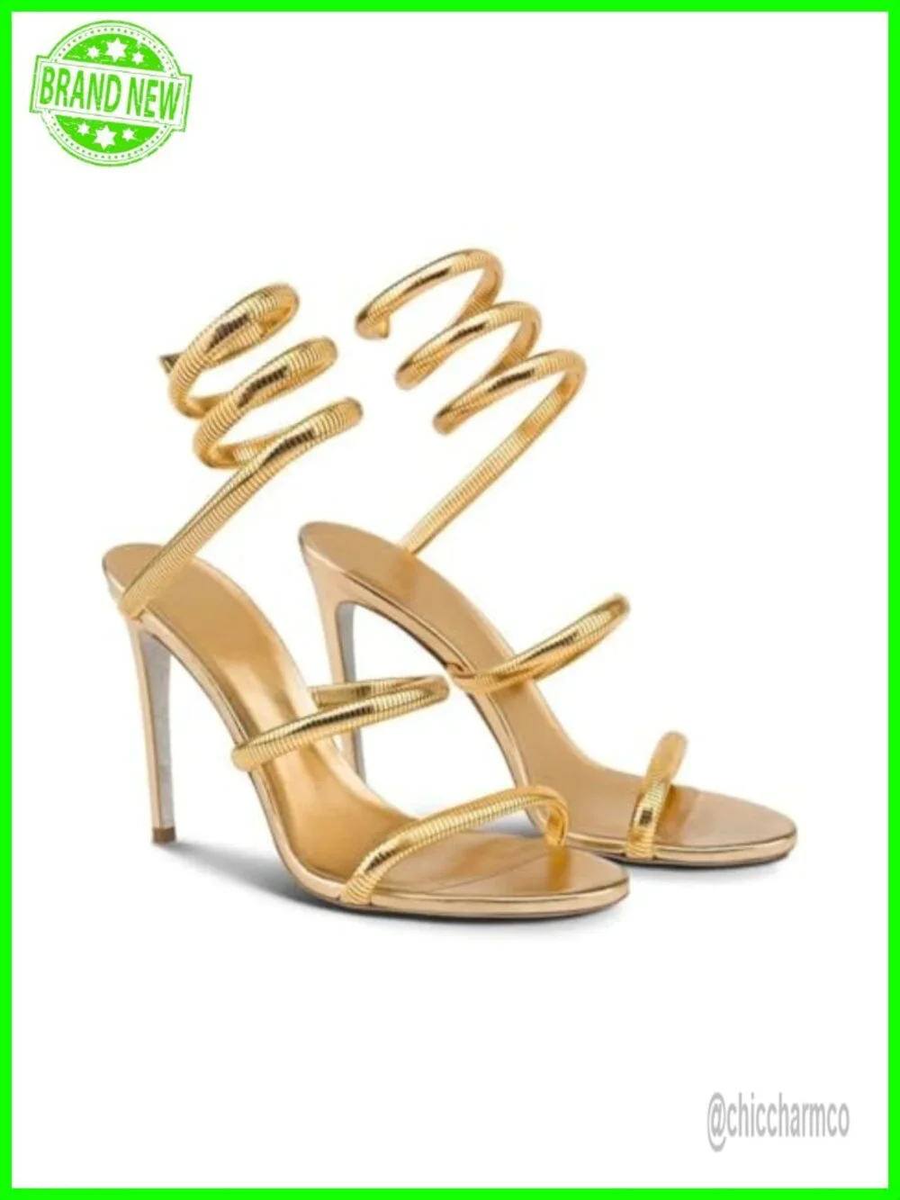Spiral Strap Stiletto Heeled Sandals, Lace Up Slingback Dressy Heels
